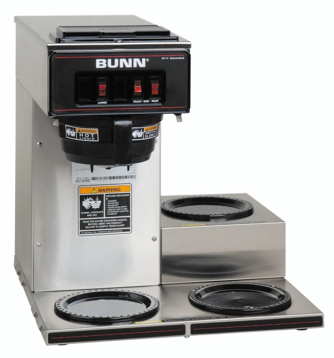 BUNN® BUNN 13300.0003: Pourover Coffee Brewer W/ 3 Lower Warmers SST 2 BUNN® BUNN 13300.0003: Pourover Coffee Brewer W/ 3 Lower Warmers SST - Image 2