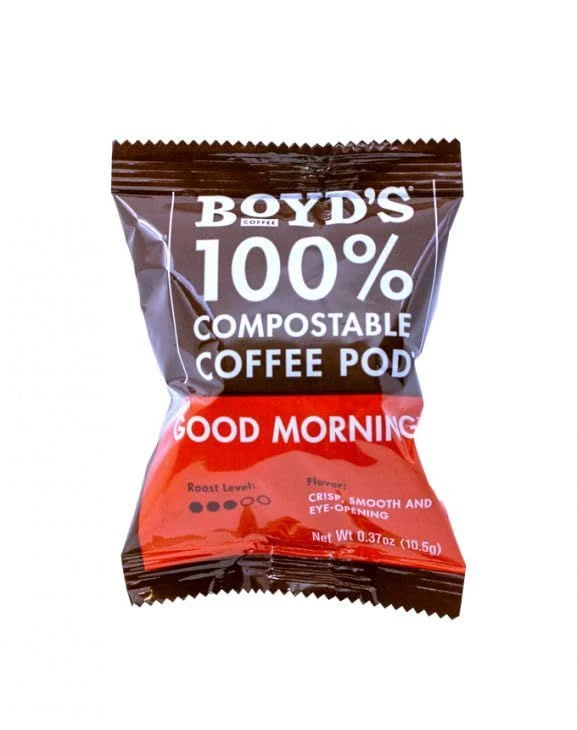 Boyd's Single Serve Coffee, 80 Compostable Single Pods (Good Morning) 1 Boyd's Single Serve Coffee, 80 Compostable Single Pods (Good Morning)