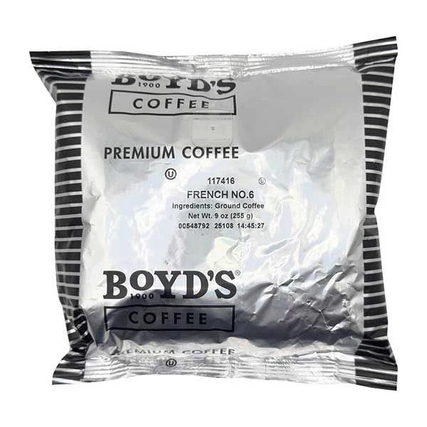 Boyd's French No. 6 Ground Coffee, Dark Roast, 9 Oz – Bold & Smoky Flavor 1 Boyd's French No. 6 Ground Coffee, Dark Roast, 9 Oz – Bold & Smoky Flavor
