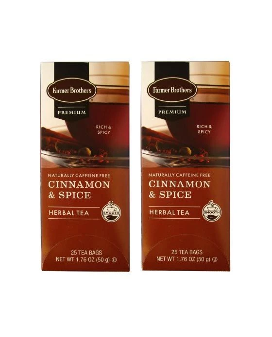Farmer Brothers Premium: Cinnamon Hot Tea, 2/25 Ct Tea Boxes 1 Farmer Brothers Premium: Cinnamon Hot Tea, 2/25 Ct Tea Boxes