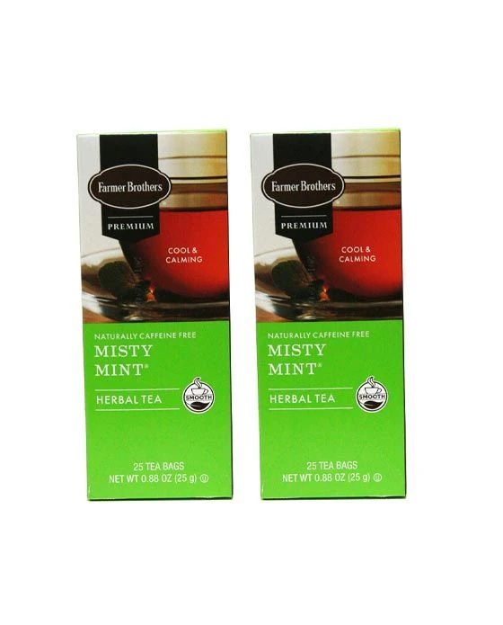 Farmer Brothers Premium: Misty Mint Hot Tea, 2/25 Ct Tea Boxes 1 Farmer Brothers Premium: Misty Mint Hot Tea, 2/25 Ct Tea Boxes