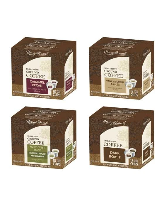 Harry & David-Caramel Pecan,Dark Roast,Northwest,Vanilla Creme Brulee Asst 4/18 Ct (72ct) 1 Harry & David-Caramel Pecan,Dark Roast,Northwest,Vanilla Creme Brulee Asst 4/18 Ct (72ct)
