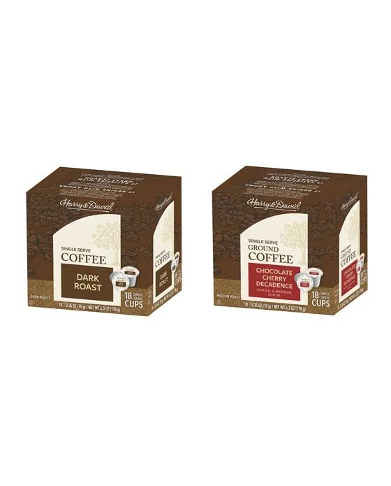 Harry & David Coffee Combo Dark Roast, Chocolate Cherry Decadence 2/18 Ct Boxes 1 Harry & David Coffee Combo Dark Roast, Chocolate Cherry Decadence 2/18 Ct Boxes