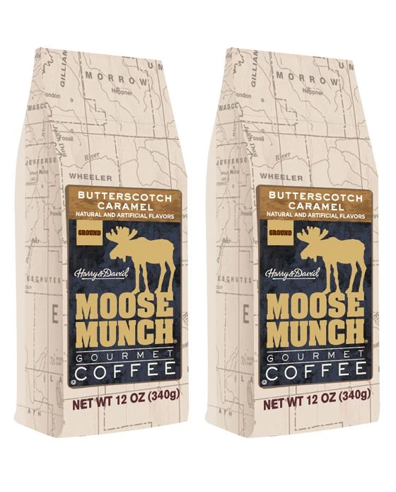 Harry & David Moose Munch Butterscotch Caramel Ground Gourmet Coffee 2 Bags 1 Harry & David Moose Munch Butterscotch Caramel Ground Gourmet Coffee 2 Bags