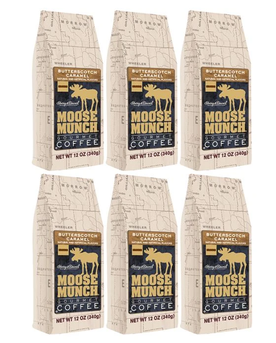 Moose Munch By Harry & David, Butterscotch Caramel Ground Coffee, 6/12 Oz Bags 1 Moose Munch By Harry & David, Butterscotch Caramel Ground Coffee, 6/12 Oz Bags