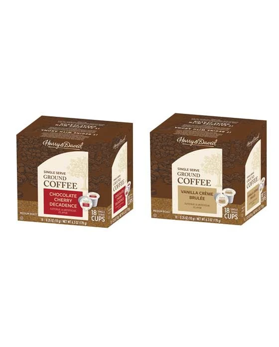 Harry & David Coffee Combo Chocolate Cherry Decadence, Vanilla Creme Brulee 2/18 Ct Boxes 1 Harry & David Coffee Combo Chocolate Cherry Decadence, Vanilla Creme Brulee 2/18 Ct Boxes