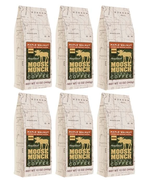 Moose Munch Coffee By Harry & David, Maple Walnut Ground Gourmet Coffee 6 Bags 1 Moose Munch Coffee By Harry & David, Maple Walnut Ground Gourmet Coffee 6 Bags