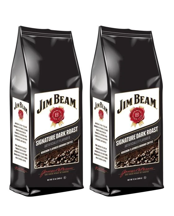 Jim Beam Signature Dark Roast Bourbon Flavored Ground Coffee, 2 Bags (12 Oz Ea.) 1 Jim Beam Signature Dark Roast Bourbon Flavored Ground Coffee, 2 Bags (12 Oz Ea.)