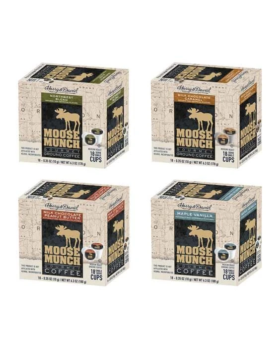 Moose Munch Northwest, Chocolate Caramel, Chocolate Peanut Butter, Maple Vanilla 4/18 Ct Boxes 1 Moose Munch Northwest, Chocolate Caramel, Chocolate Peanut Butter, Maple Vanilla 4/18 Ct Boxes