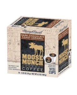 Moose Munch Single Serve Coffee By Harry & David, Dark Chocolate Candy Caramel, 18 Count Box
