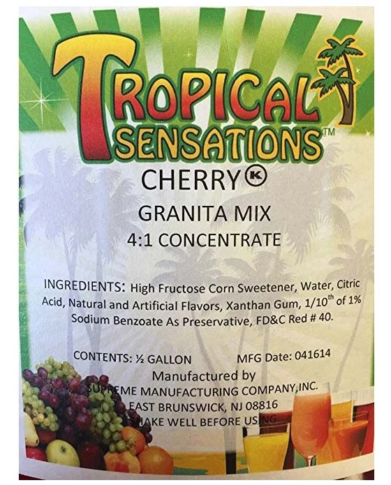 Tropical Sensations - Cherry Granita Mix, 6 Bottles 64 Oz Each 1 Tropical Sensations - Cherry Granita Mix, 6 Bottles 64 Oz Each