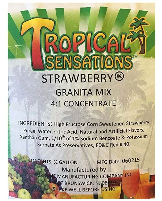 Tropical Sensations - Strawberry Granita Mix, 6 Bottles 64 Oz Each 2 Tropical Sensations - Strawberry Granita Mix, 6 Bottles 64 Oz Each - Image 2