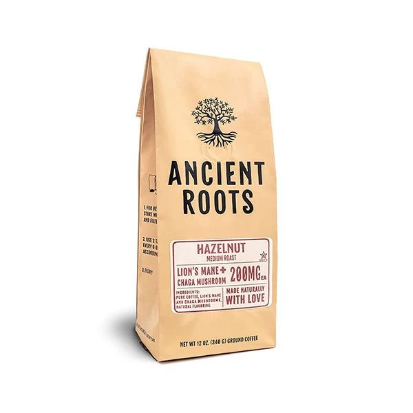 Ancient Roots Hazelnut Medium Roast Flavored Mushroom Ground Coffee 6/12 Oz Bags 2 Ancient Roots Hazelnut Medium Roast Flavored Mushroom Ground Coffee 6/12 Oz Bags - Image 2