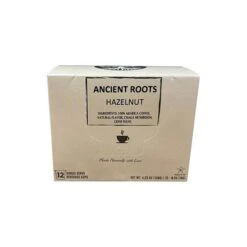 Ancient Roots Single Serve Mushroom Coffee, Made With Chaga And Lion's Mane, 100% Arabica, Medium Roast, (Hazelnut) (12 Count)