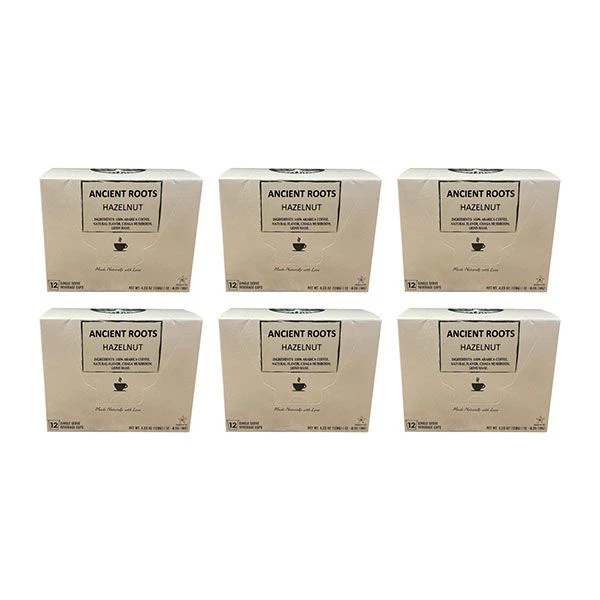 Ancient Roots Single Serve Mushroom Coffee, Made With Chaga And Lion's Mane, 100% Arabica, Medium Roast, (Hazelnut) (72 Count) 1 Ancient Roots Single Serve Mushroom Coffee, Made With Chaga And Lion's Mane, 100% Arabica, Medium Roast, (Hazelnut) (72 Count)