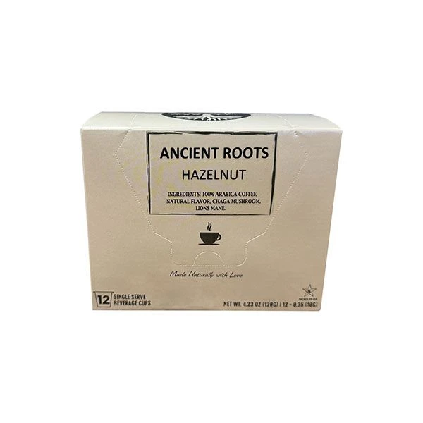 Ancient Roots Single Serve Mushroom Coffee, Made With Chaga And Lion's Mane, 100% Arabica, Medium Roast, (Hazelnut) (72 Count) 2 Ancient Roots Single Serve Mushroom Coffee, Made With Chaga And Lion's Mane, 100% Arabica, Medium Roast, (Hazelnut) (72 Count) - Image 2