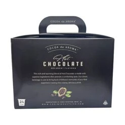 Cocoa De Aroma Hot Chocolate Sampler, 24 Cups – 8 Each Original, S’mores, Crème Brûlée -Koffee Express Sales back