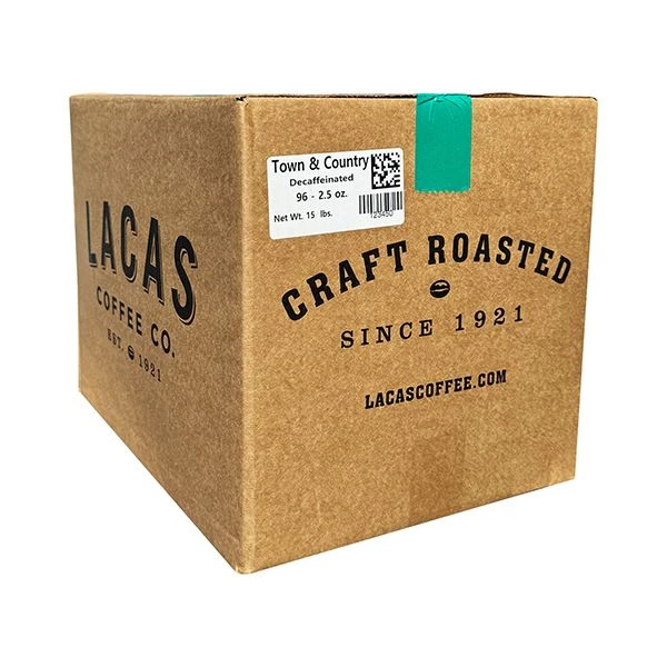 Lacas Coffee Co. Town And Country (Breakfast Blend) Decaf Ground Coffee, 96/2.5oz Brew Packs 1 Lacas Coffee Co. Town And Country (Breakfast Blend) Decaf Ground Coffee, 96/2.5oz Brew Packs