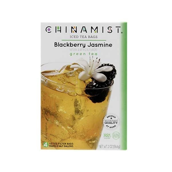 China Mist Naturally Flavored Blackberry Jasmine Iced Tea Bags, 4-Count Box, Each Bag Yields 1/2 Gallon 1 China Mist Naturally Flavored Blackberry Jasmine Iced Tea Bags, 4-Count Box, Each Bag Yields 1/2 Gallon