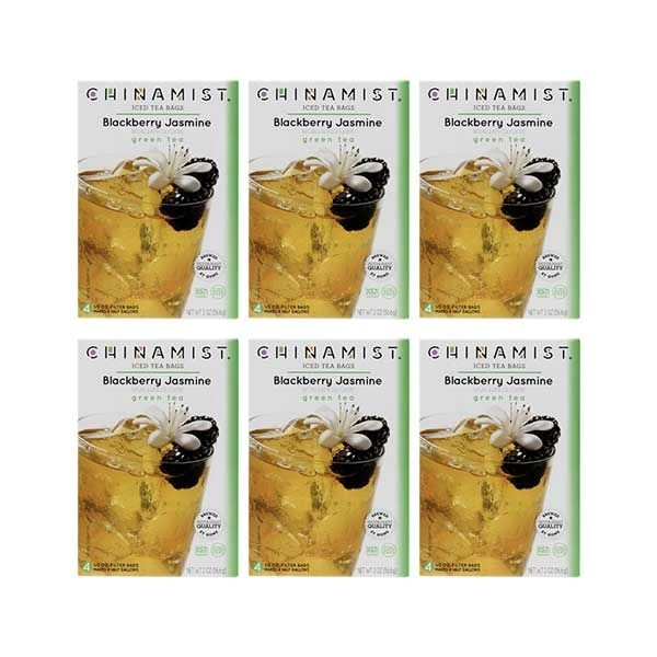 China Mist Naturally Flavored Blackberry Jasmine Iced Tea Bags, 4-Count Box, 6-Pack (Each Bag Yields 1/2 Gallon) 1 China Mist Naturally Flavored Blackberry Jasmine Iced Tea Bags, 4-Count Box, 6-Pack (Each Bag Yields 1/2 Gallon)