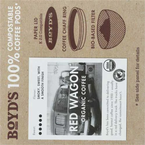 Boyd's Coffee Organic Red Wagon Coffee - Dark Roast - Single Serve Pods (72 Ct) 9 Boyd's Coffee Organic Red Wagon Coffee - Dark Roast - Single Serve Pods (72 Ct) - Image 9