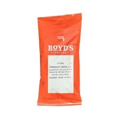 Boyd's French Vanilla Flavored Ground Coffee, 46/2.5oz Pre-Portioned Packets -Koffee Express Sales boyds french vanilla bag