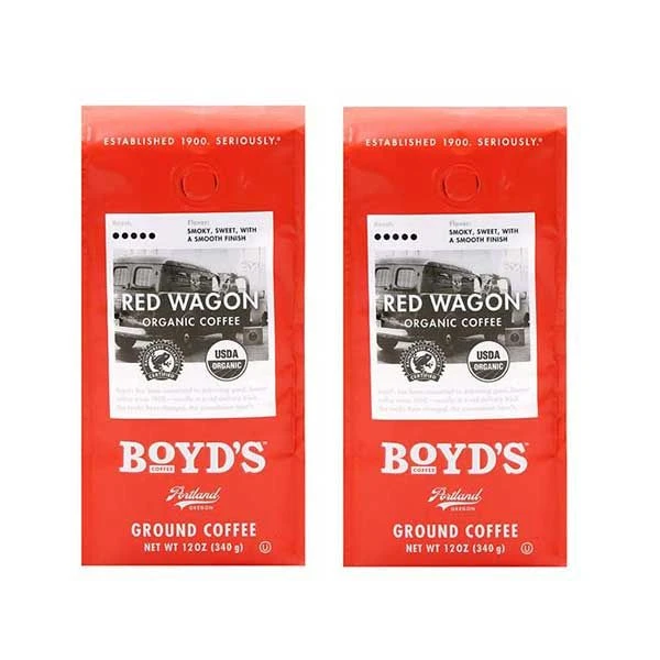 Boyd's Organic Red Wagon Coffee - Ground Dark Roast - 12-Oz 2 Bags 1 Boyd's Organic Red Wagon Coffee - Ground Dark Roast - 12-Oz 2 Bags