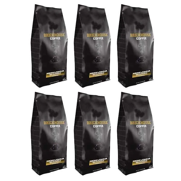 Brickhouse Ground Coffee, Mocha Liqueur (Non-Alcoholic), 6 - 12oz Bags 1 Brickhouse Ground Coffee, Mocha Liqueur (Non-Alcoholic), 6 - 12oz Bags