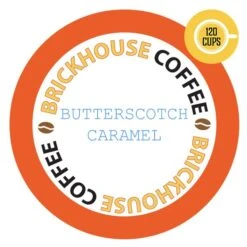 Brickhouse Butterscotch Caramel Flavored Coffee, 120 Count, Single Serve Pods