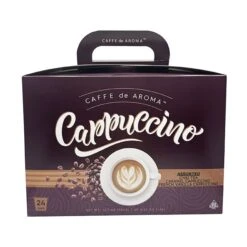 Caffe De Aroma Cappuccino Sampler, 24 Cups – 8 Each Vanilla Chai, Caramel, French Vanilla