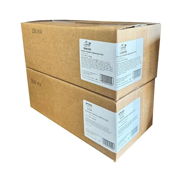 Cappuccino Bundle, Superior French Vanilla Powdered Cappuccino Mix & Boyd's English Toffee Powdered Cappuccino Mix, 6 Bags Each (24lbs Total) 1 Cappuccino Bundle, Superior French Vanilla Powdered Cappuccino Mix & Boyd's English Toffee Powdered Cappuccino Mix, 6 Bags Each (24lbs Total)