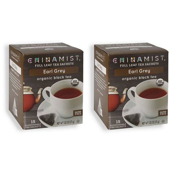 China Mist - Earl Grey Organic Black Full Leaf Tea Sachet, 2 Boxes 15 Count Each 1 China Mist - Earl Grey Organic Black Full Leaf Tea Sachet, 2 Boxes 15 Count Each
