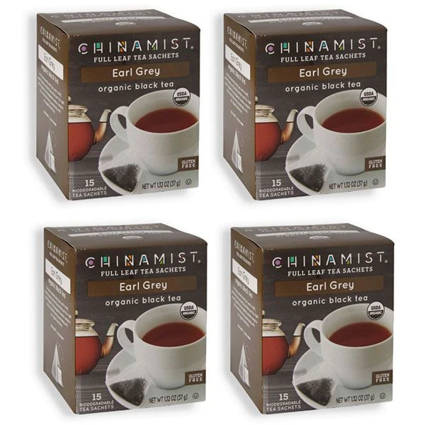 China Mist - Earl Grey Organic Black Full Leaf Tea Sachet, 4 Boxes 15 Count Each 1 China Mist - Earl Grey Organic Black Full Leaf Tea Sachet, 4 Boxes 15 Count Each