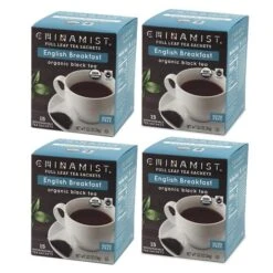 China Mist - English Breakfast Organic Black Full Leaf Tea Sachet, 4 Boxes 15 Count Each