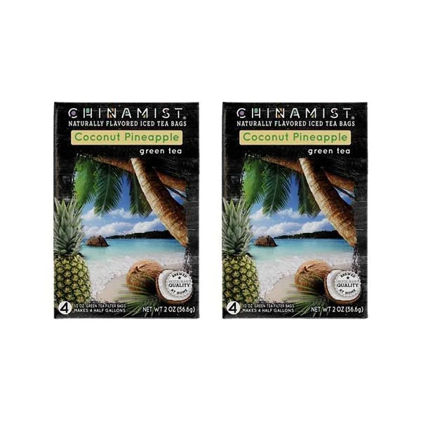 China Mist Naturally Flavored Coconut Pineapple Iced Tea Bags, 4-Count Box, 2-Pack (Each Bag Yields 1/2 Gallon) 1 China Mist Naturally Flavored Coconut Pineapple Iced Tea Bags, 4-Count Box, 2-Pack (Each Bag Yields 1/2 Gallon)