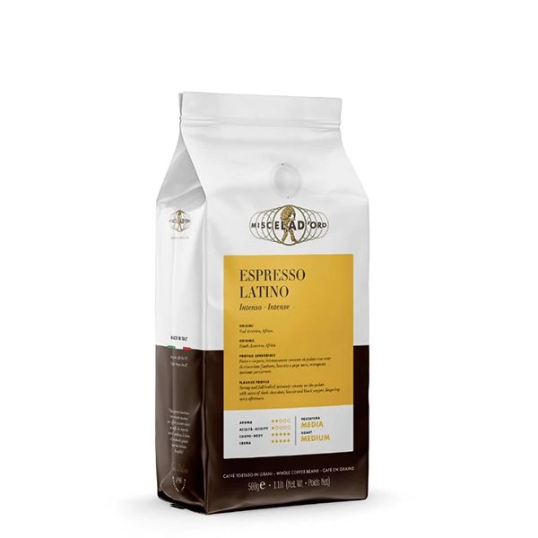 Miscela D'Oro Espresso Latino Italian Coffee Blend – Medium Roast – Strong Body & Thick Crema – 1.1 Lb Bag – Made In Italy 1 Miscela D'Oro Espresso Latino Italian Coffee Blend – Medium Roast – Strong Body & Thick Crema – 1.1 Lb Bag – Made In Italy