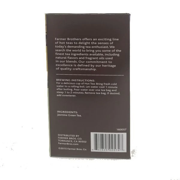 Farmer Brothers Premium Jasmine Green Hot Tea, 1/25 Ct Tea Box 3 Farmer Brothers Premium Jasmine Green Hot Tea, 1/25 Ct Tea Box - Image 3