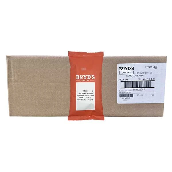 Boyd's Good Morning Coffee - Ground Medium Roast - 2.5 Ounce (Pack Of 50) 1 Boyd's Good Morning Coffee - Ground Medium Roast - 2.5 Ounce (Pack Of 50)