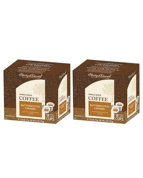 Harry & David Butterscotch Caramel Single Serve Coffee, 2/18 Count 1 Harry & David Butterscotch Caramel Single Serve Coffee, 2/18 Count