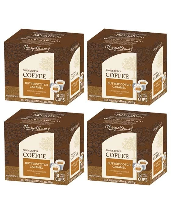 Harry & David Butterscotch Caramel Single Serve Coffee,4/18 Count 1 Harry & David Butterscotch Caramel Single Serve Coffee,4/18 Count