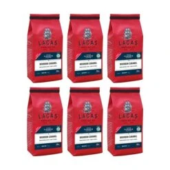Lacas Coffee Company, Bourbon Caramel, Medium Fine Ground Coffee, 6/12oz Bags