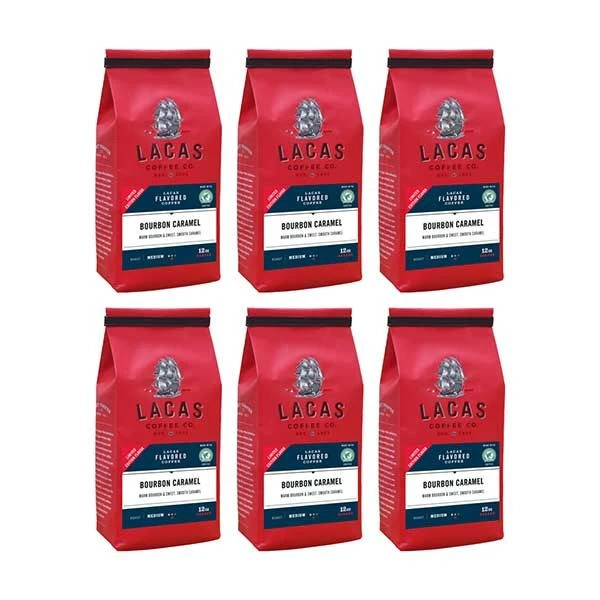 Lacas Coffee Company, Bourbon Caramel, Medium Fine Ground Coffee, 6/12oz Bags 1 Lacas Coffee Company, Bourbon Caramel, Medium Fine Ground Coffee, 6/12oz Bags