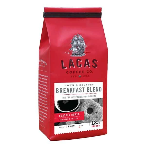 Lacas Coffee Company, Town & Country (Breakfast Blend), Medium Fine Ground Coffee, 2/12oz Bags 2 Lacas Coffee Company, Town & Country (Breakfast Blend), Medium Fine Ground Coffee, 2/12oz Bags - Image 2