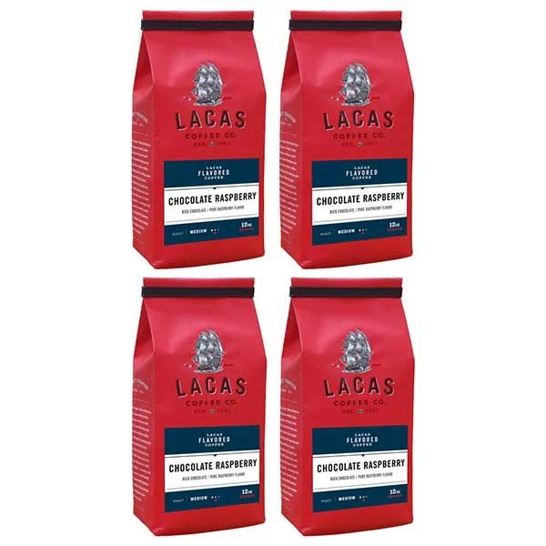 Lacas Coffee Company, Chocolate Raspberry, Medium Fine Ground Coffee, 4/12oz Bags 1 Lacas Coffee Company, Chocolate Raspberry, Medium Fine Ground Coffee, 4/12oz Bags