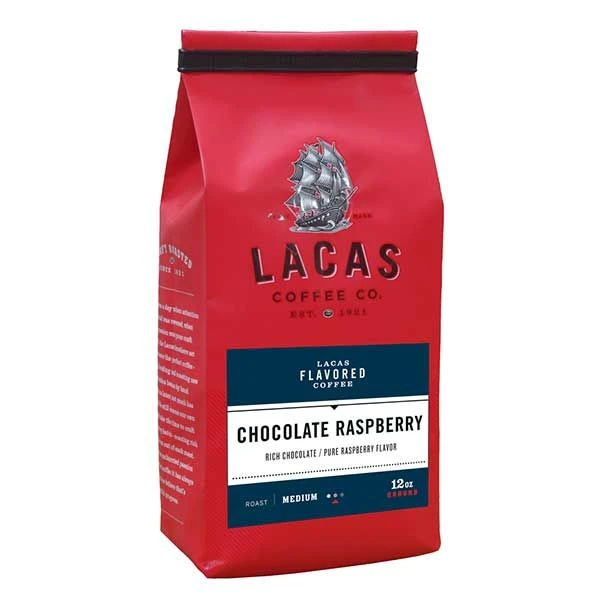 Lacas Coffee Company, Chocolate Raspberry, Medium Fine Ground Coffee, 4/12oz Bags 2 Lacas Coffee Company, Chocolate Raspberry, Medium Fine Ground Coffee, 4/12oz Bags - Image 2