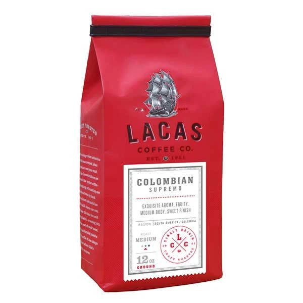 Lacas Coffee Colombian Supremo Ground Coffee, 12 Oz 1 Lacas Coffee Colombian Supremo Ground Coffee, 12 Oz