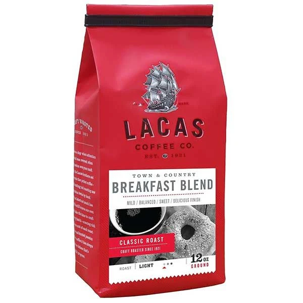Lacas Coffee Company Breakfast Blend (Town & Country) Medium Fine 12 Oz 1 Lacas Coffee Company Breakfast Blend (Town & Country) Medium Fine 12 Oz