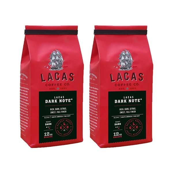 Lacas Coffee Company, Dark Note, Medium Fine Ground Coffee, 2/12oz Bags 1 Lacas Coffee Company, Dark Note, Medium Fine Ground Coffee, 2/12oz Bags