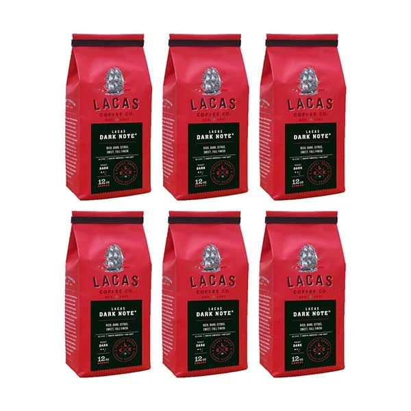 Lacas Coffee Company, Dark Note, Medium Fine Ground Coffee, 6/12oz Bags 1 Lacas Coffee Company, Dark Note, Medium Fine Ground Coffee, 6/12oz Bags