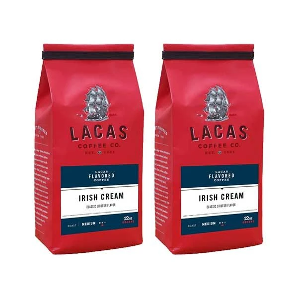 Lacas Coffee Company, Irish Cream, Medium Fine Ground Coffee, 2/12oz Bags 1 Lacas Coffee Company, Irish Cream, Medium Fine Ground Coffee, 2/12oz Bags
